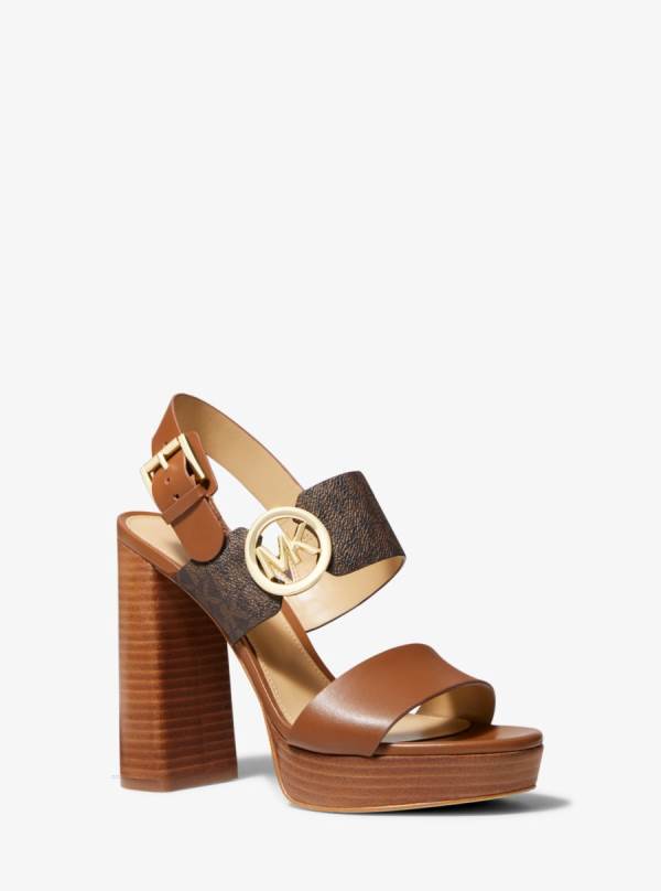 Damske Sandále Michael Kors Summer Leather and Logo Platform Hnede Viacfarebný - Topanky Michael Kors Obchod | PIXAJ-7489